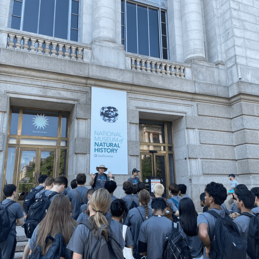Carillon students in front of the Museum of Natural History