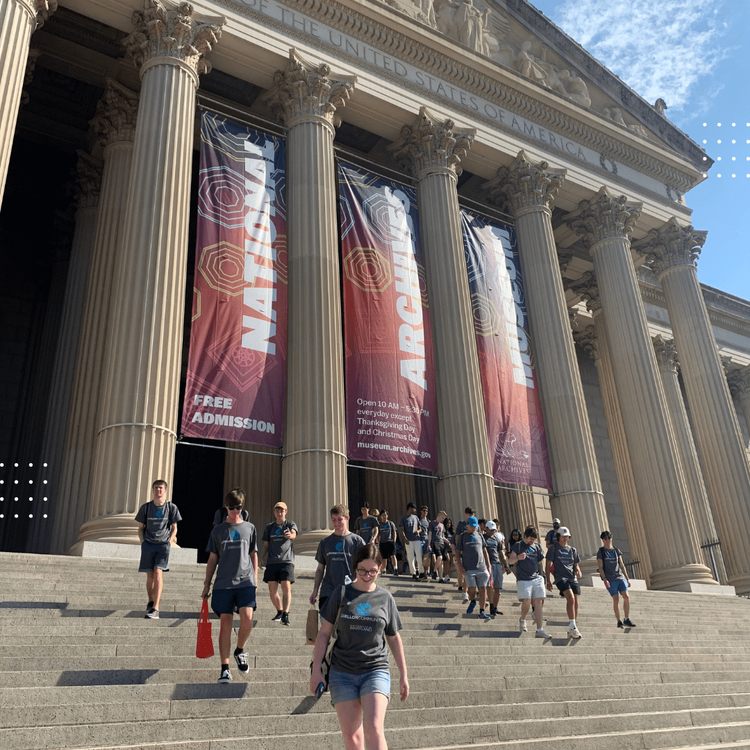 Carillon students in front of the National Archives in DC