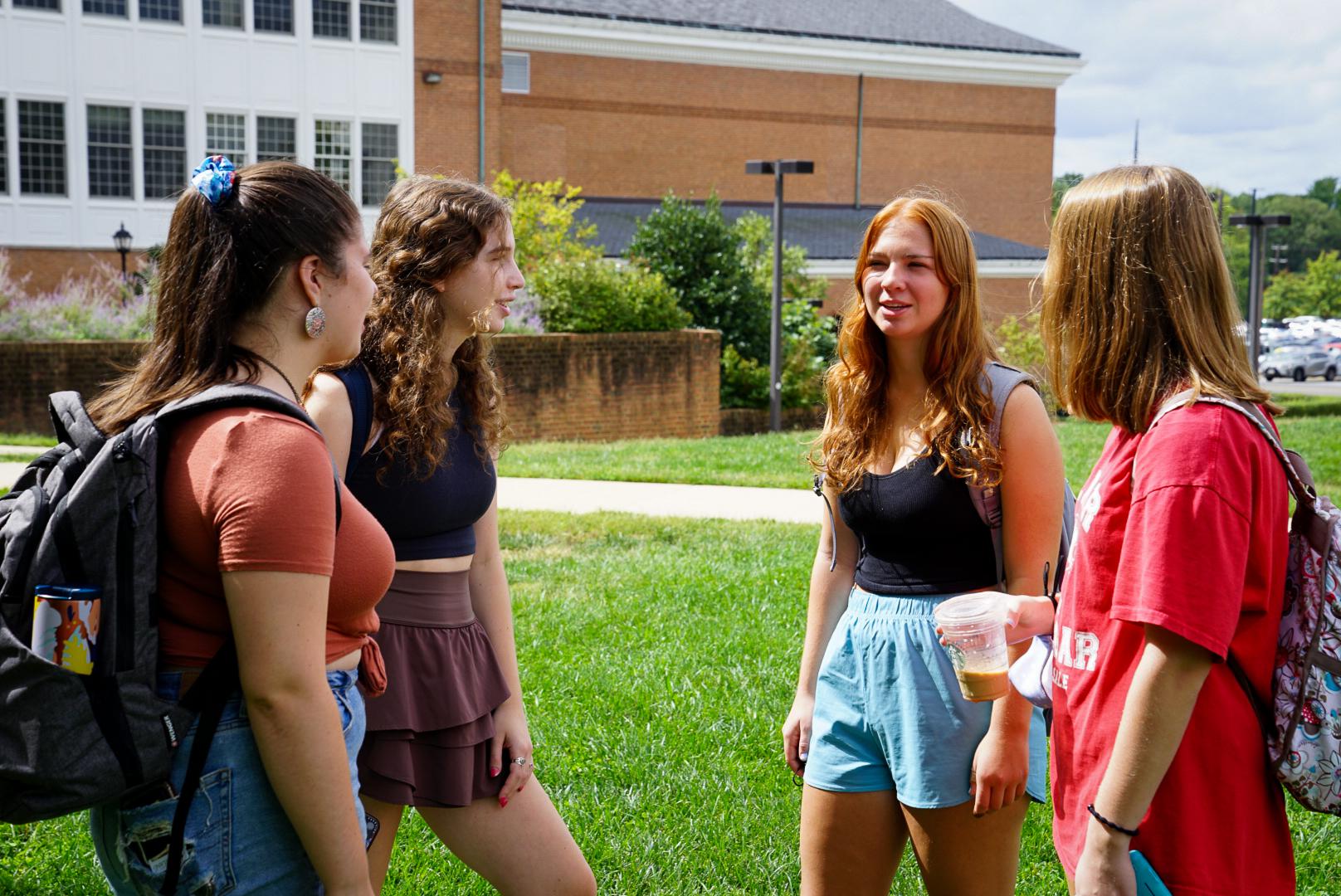 Students talking outside