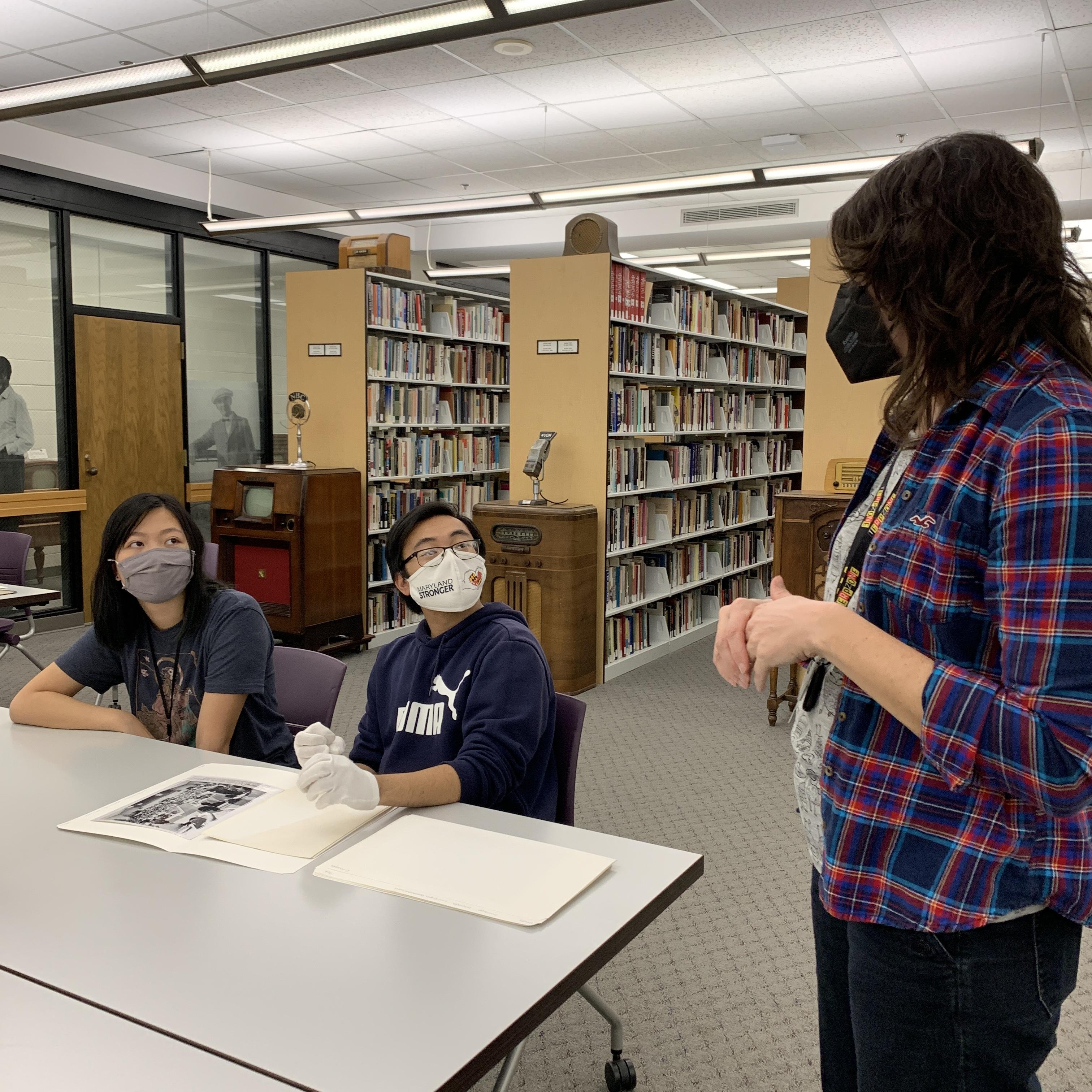 Students in a library