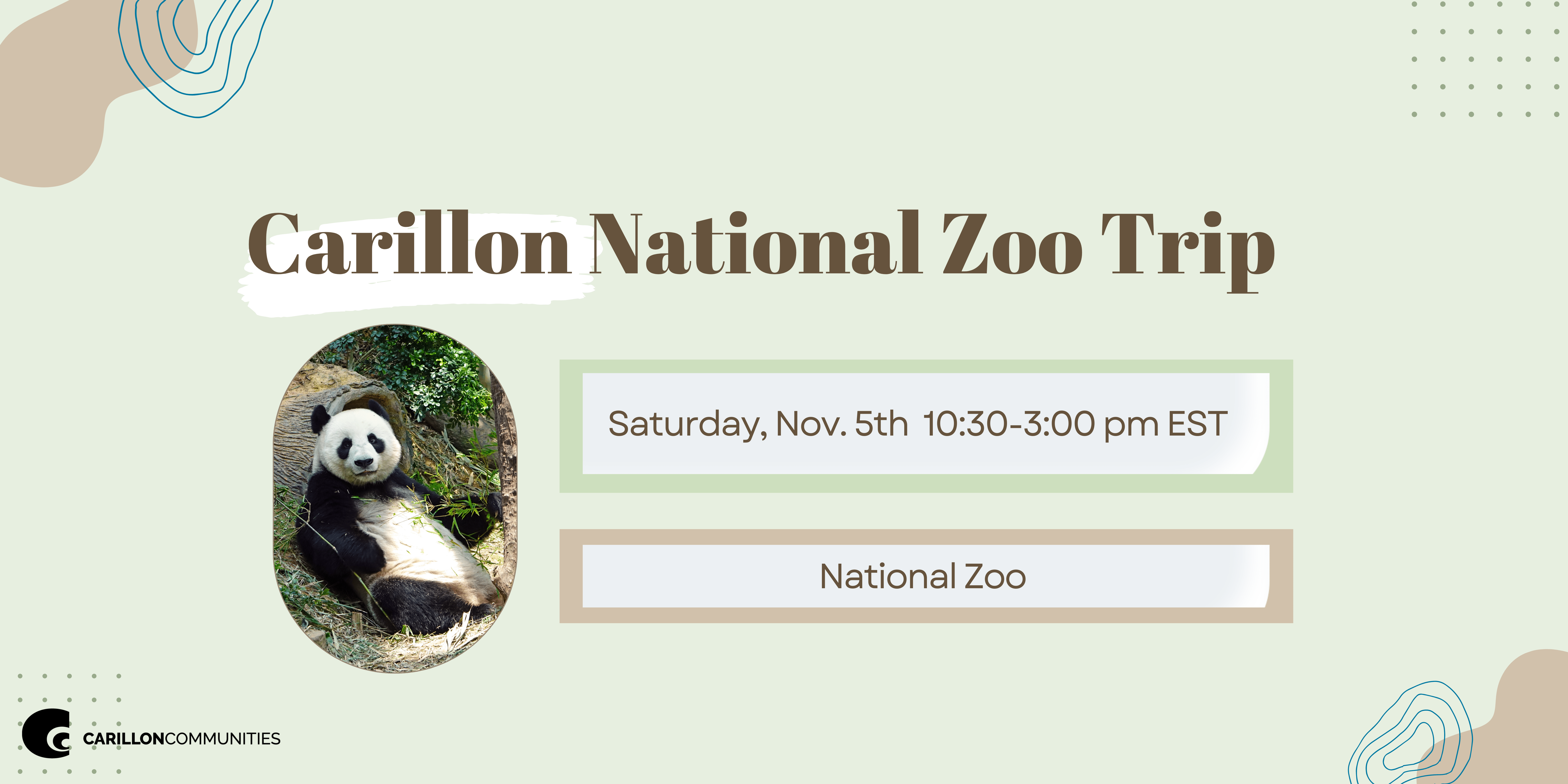 Carillon National Zoo trip 11/5 10:30 am -3:00 pm EST